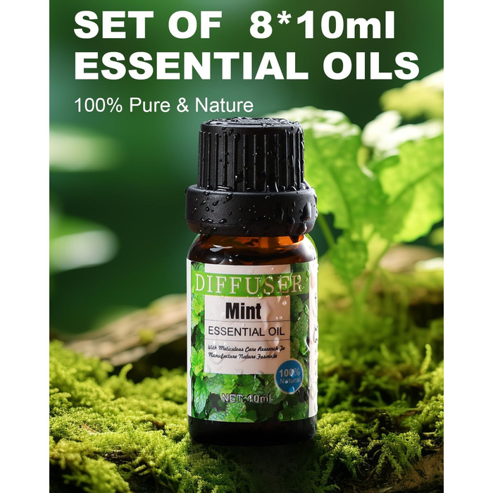 Ароматичний дифузор VAAGHANM Дифузори 500 мл з 8 ефірними оліями, ароматерапевтичні дифузори, освіжувач повітря, зволожувач повітр