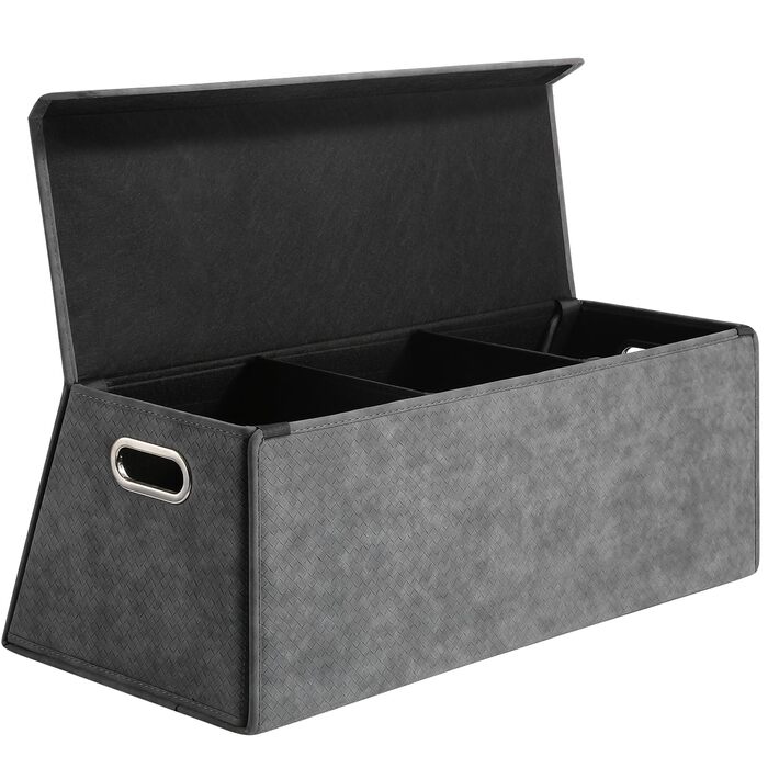 Органайзер для багажника Fyzeoty великий, шкіряний органайзер для позашляховиків, автомобілів, з магнітною кришкою, складаний та регульований, трапецієподібної форми, сірий