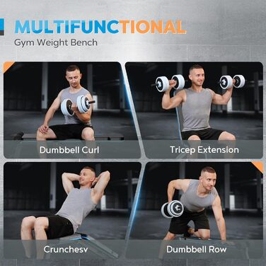 Складана регульована багатофункціональна лава для важкої атлетики, похила лава для тренувань усього тіла, лава для домашнього тренажерного залу, вантажопідйомність 230 кг, синя