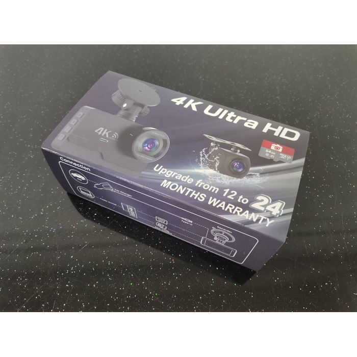 Відеореєстратор автомобільний передній задній, WiFi відеореєстратор безкоштовна карта 64GB, 170 широкий кут, G-сенсор відеореєстра