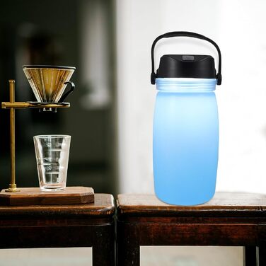 Сонячний чайник Supvox USB для кемпінгу з сонячною зарядкою, легкий, багатофункціональний як чайник і нічник, портативний для пригод на свіжому повітрі, синій, для кемпінгу та походів