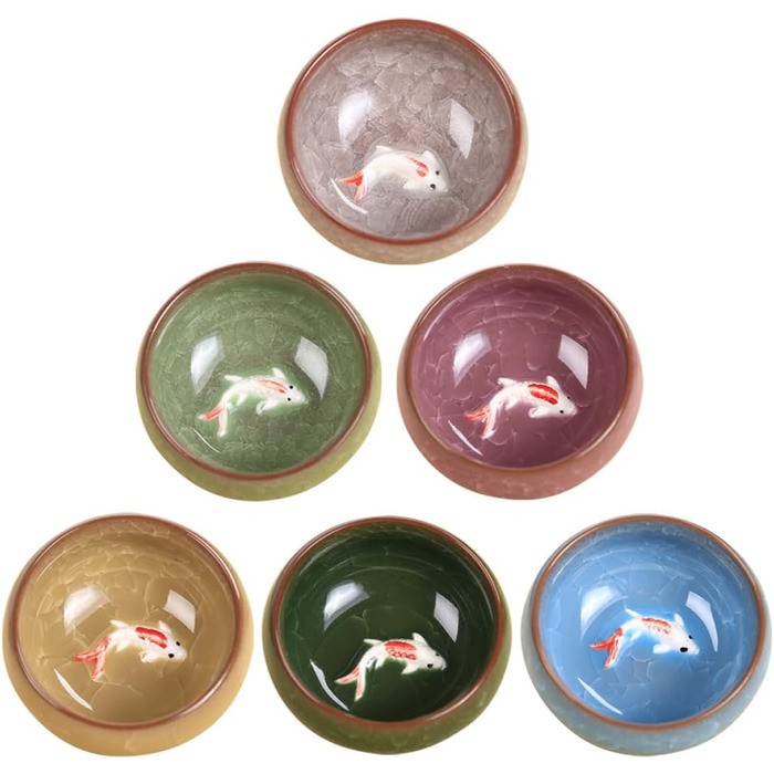 Керамічний чайний сервіс Рибка на 6 персон з ефектом тріщин, жаростійкий, креативний дизайн для дому та особистих чаювань