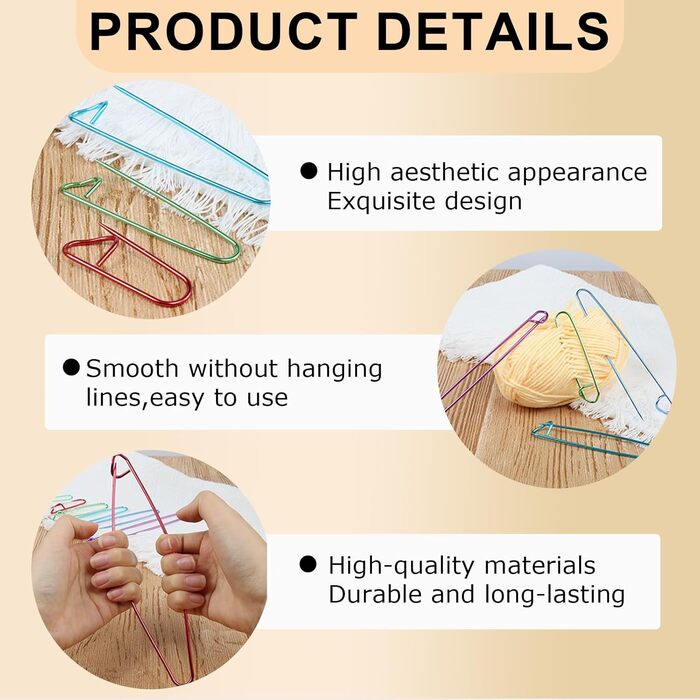 Набір 12 тримачів для стібків, тримач для пряжі, вязальні гачки, гачки для вязання, тримач для стібків, зроблений з алюмінію, ідеально підходить для вязання спицями та гачком (6 розмірів)