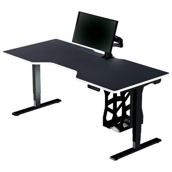 Темний ігровий стіл чорно-білого кольору - Стіл з електричним регулюванням висоти - Комп&39ютерний стіл - Ергономічний - Мінімалістичний - 180x80 см - Кабіна Чорно-білий 180x80 см - Кабіна