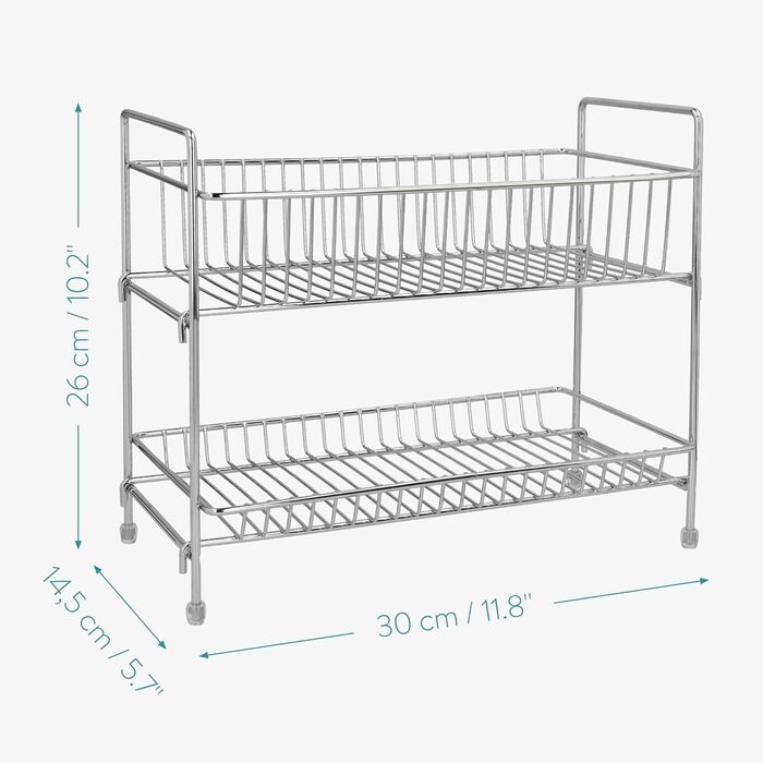 Рівнева підставка для спецій Navaris - Тримач для спецій, полиця для спецій - Окремостояча - Універсальний органайзер для кухні та ванної кімнати, Срібний, 2-