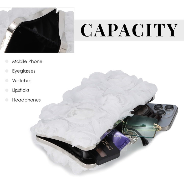 Клатч жіночий Blumen з ланцюжком, білий ідеальний аксесуар для вечірніх та урочистих подій