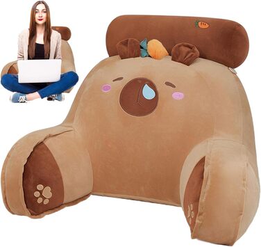 Подушка для ліжка Capybara з підлокітниками, ергономічна подушка для спини ліжка, з підлокітниками, подушка для підтримки спини, мила прикраса кімнати для ігрових крісел