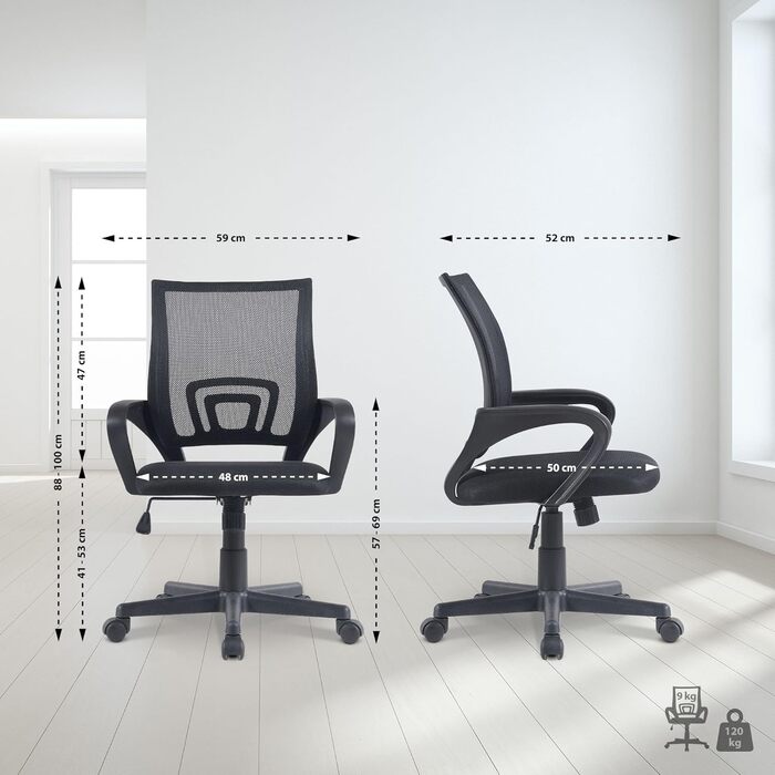 Офісний стілець CLP Genius I, стілець з регульованою висотою та сітчастим чохлом, колір чорний, сучасний