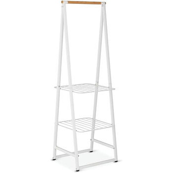 Вішалка для одягу Linn - Дві полиці з регульованою висотою - Вішалка для одягу - Вішалка для одягу - Розвішування, провітрювання або сушіння одягу - Економія місця - Стійкий і стабільний - Білий - Маленький