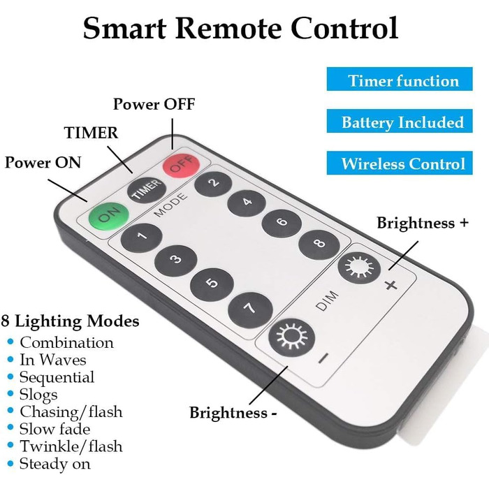 Світлодіодні казкові вогні USB, 200 світлодіодних 20 м мідного світлодіодного дроту казкові вогні в приміщенні з пультом дистанцій