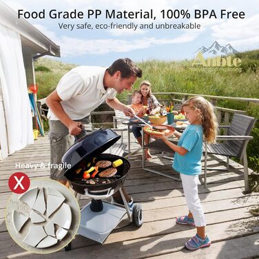 Набір посуду Anbte на 18 предметів, небиткий пластиковий посуд для 6 осіб. Ідеальний для кемпінгу, пікніків та саду. Легкий, багаторазовий посуд у 6 кольорах.