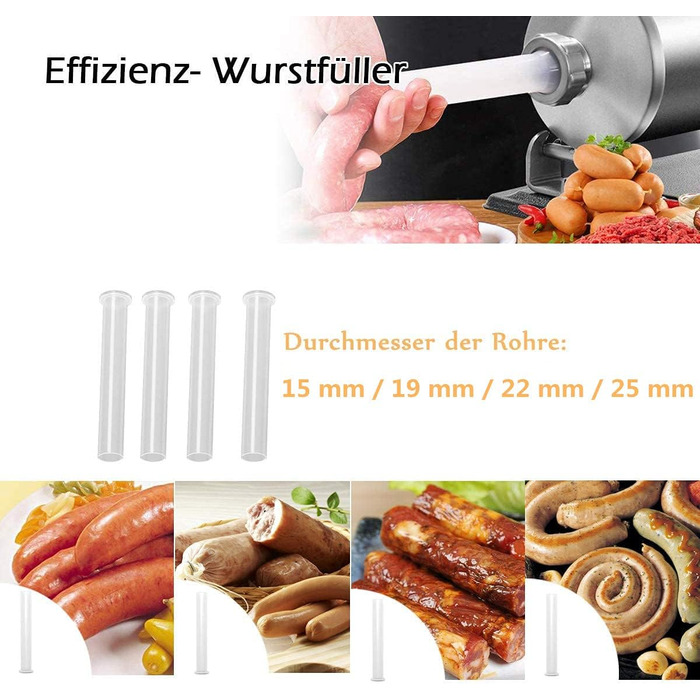 Ручна машина для набивання ковбас RELAX4LIFE 3,6 л, машина для набивання ковбас з 4 наповнювальними трубками, шприц для ковбас для