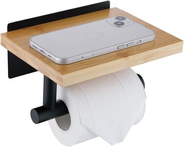 Головна сторінкаХенг Тримач для туалетного рушника з поличкою з натурального бамбука Тримач для туалетного рушника з нержавіючої с