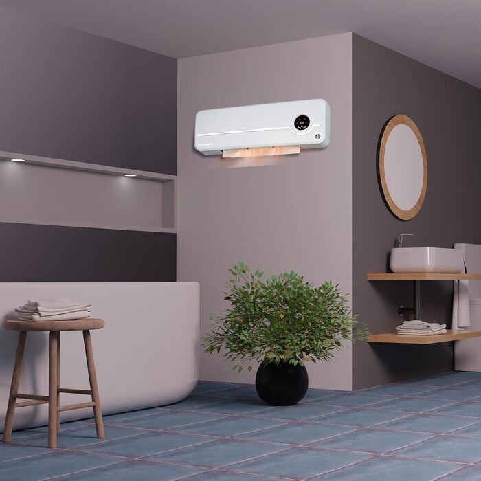 Компактний керамічний настінний вентилятор-обігрівач з коливальною системою та інтелектуальним регулюванням температури Ідеальне рішення для ефективного та рівномірного розподілу тепла в холодні дні, 2000