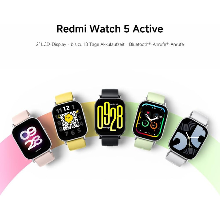 Розумний годинник Xiaomi Redmi Watch 5 Active, 2.0-дюймовий РК-дисплей, 18-денний час роботи від батареї, понад 140 спортивних режимів, відстеження серцевого ритму та SPO, водонепроникність 5 атм, Bluetooth-дзвінки, фітнес-трекер, моніторинг сну Redmi Wat