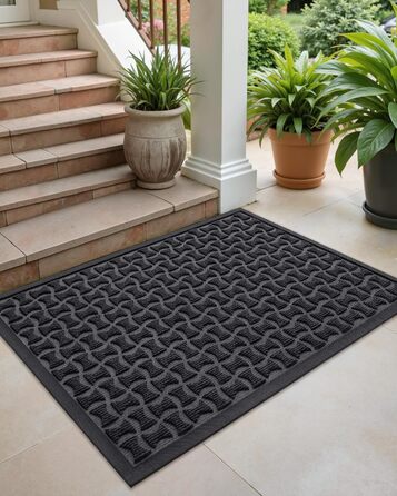 Килимок для вулиці кольору G, нековзний, водонепроникний, миється, брудозатримуючий килимок для внутрішнього та зовнішнього використання, килимок для передніх дверей, килимок для входу, коридору, зовнішньої зони (44x76 см, сірий) Сірий 44x76 см