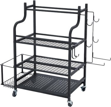 Стійка для зберігання домашніх гімнастик VEVOR, підставка для зберігання, тримач для килимка для йоги, стійка для килимка для йоги з колесами та гачками, стійка для штанги та важкої атлетики для домашнього фітнес-обладнання, 41 x 16 x 35 дюймів