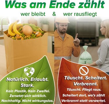 Компостовані пакети для відходів 20 л 50 шт. компостовані пакети для відходів без пластику Вологостійкі та стійкі до розривів паперові компостовані пакети для відходів Паперові пакети для органічних відходів Паперові компостовані пакети для відходів