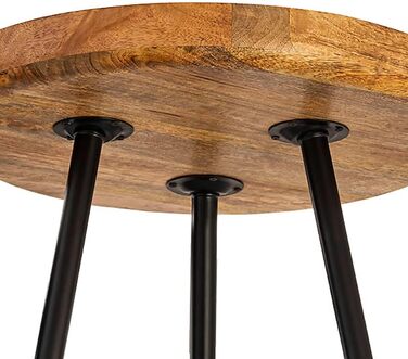 Круглий дерев&39яний журнальний столик, журнальний столик, стіл для вітальні, металеві ніжки, стільниця з масиву дерева, розмір діаметр 40 см - висота 40 см