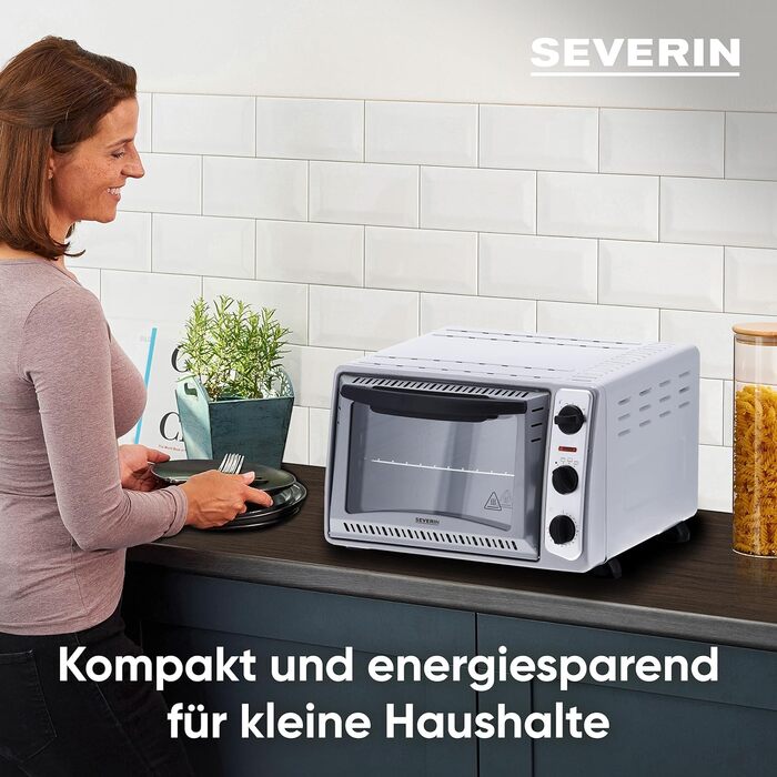 Піч для випічки та підсмажування SEVERIN, мобільна духова шафа для піци, запіканок, тортів, булочок тощо, тостер потужністю 1 500 Вт і температурою від 100 до 230 C, срібло, ТО 2045 Single