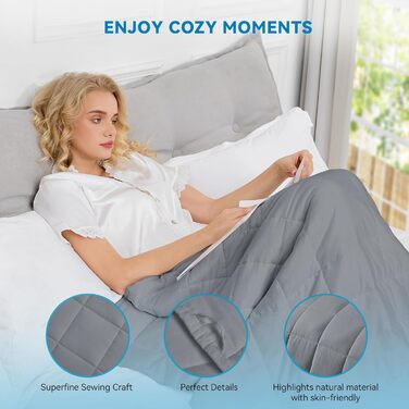 Обтяжена ковдра 9 кг 155x220 см, Обтяжена ковдра, Обтяжена ковдра для дорослих для глибокого сну, Важка ковдра, Антистресова терапевтична ковдра, Релаксаційна ковдра сірого кольору 155x220 см 9 кг