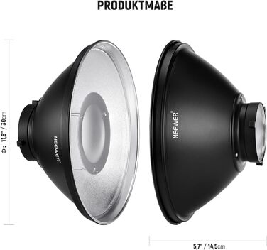 Набір відбивачів NEEWER 30 см Metal Beauty Dish Bowens з білим розсіювачем, стільниковою сіткою для стробоскопічного спалаху Відеосвітло Сумісний з Godox AD600 NEEWER CB60 Q4 Vision 4 Серія S101, LD30