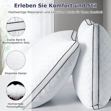Подушки 80x80 см, комплект з 2 шт. , ортопедичні подушки для сну на боці з преміальним наповнювачем, дихаюча подушка для шиї, для сну, сидіння, ліжка, дивана, для алергіків, м&39які та підтримуючі, можна прати, чорно-білі, 80 x 80 см, 2 шт. и