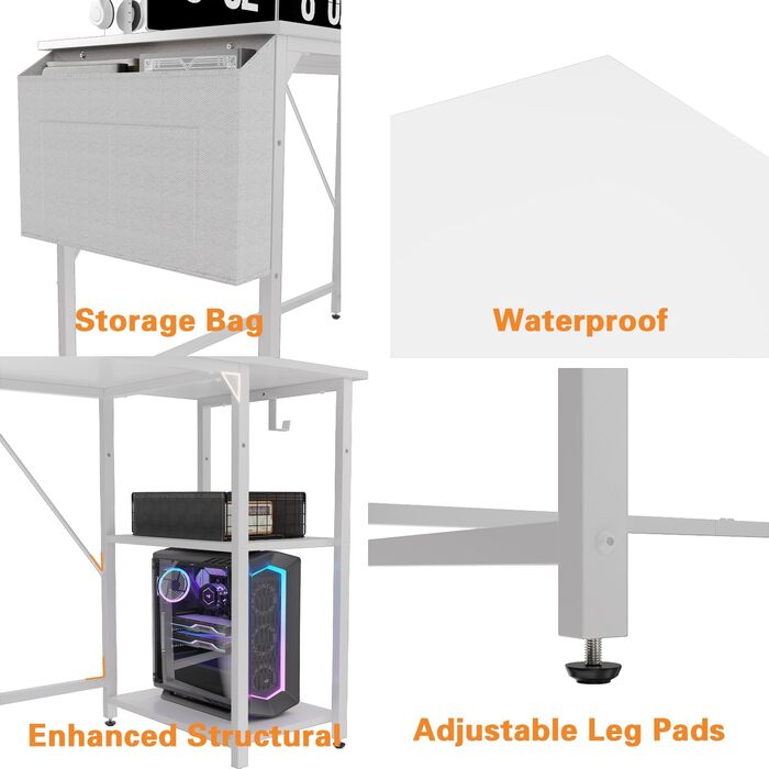 Комп'ютерний стіл Devoko зі зворотною полицею, 100-сантиметровий письмовий стіл з гачком для навушників, навчальний стіл в індустр