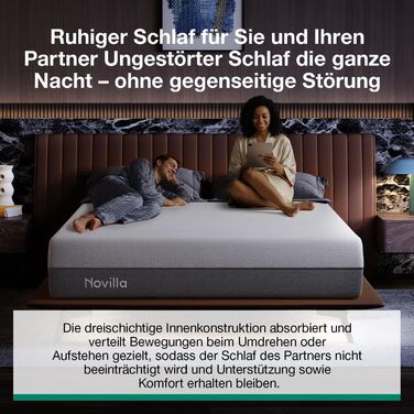 Матрац Novilla DualComfort 90x200 см, 9-зонний матрац з холодної піни з гелем та зеленим чаєм, висота 25 см, двосторонній матрац H3 та H4, сертифікований Oeko-Tex, повітропроникний та пральний чохол, висота 25 см, 90 x 200 см