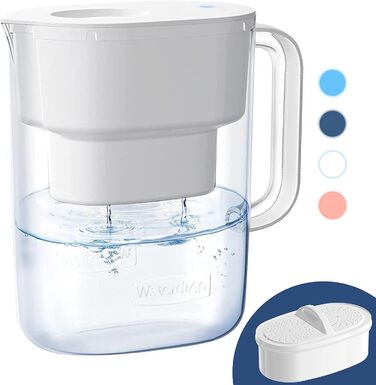 Глечик Waterdrop Lucid Water Filter з 190-денним фільтром, 3,5 л, зменшує вапняний наліт, хлор, свинець, мідь у воді, сертифікований NSF, без BPA, білий (замінний фільтр WD-PF-01A Plus)