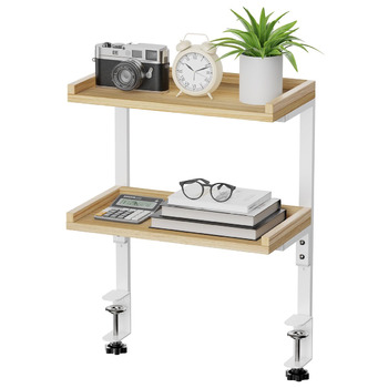 Високоякісна промислова настільна полиця для труб 40 см із 2 ярусами, міцний органайзер для подовження столу, сучасна настільна полиця (біла) з дерева