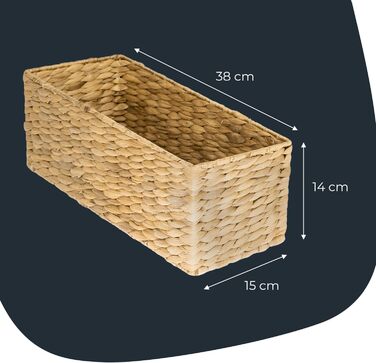 Кошик для зберігання речей у ванній кімнаті HMF, сплетений з водяного гіацинта та морської трави Набір з 2 шт. 38 x 15 x 14 см (2 шт. и)