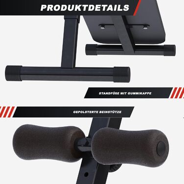 Лава для сидіння GORILLA SPORTS - Складана, регульований кут нахилу в 3 напрямках та фіксація ніг в 4 напрямках, вантажопідйомність до 120 кг, виготовлена зі сталі - Тренажер для пресу, лава для тренувань, тренажер для спини, фітнес-лава