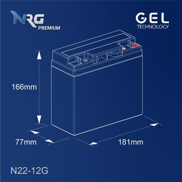 Свинцево-кислотний гелевий акумулятор NRG 12V 22Ah, професійний, циклічний, герметичний, замінює LC-RD1217P LC-X1220P 20Ah 21Ah 18Ah 19Ah