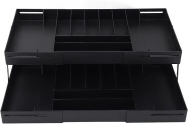 Розширюваний органайзер для столу, стильний, компактний лоток для зберігання речей, багатофункціональний для кухонного туалетного столика, виготовлений з високоякісного матеріалу (чорний)