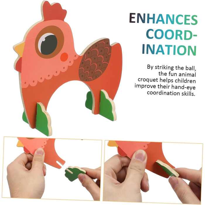 Набір іграшок Toyvian для гри в крокет із зображенням тварин для дівчаток з дерев&39яними молотками та м&39ячами. Креативна іграшка для всієї родини, як для дому, так і для вулиці. Сприяє розвитку координації та взаємодії рук і очей.