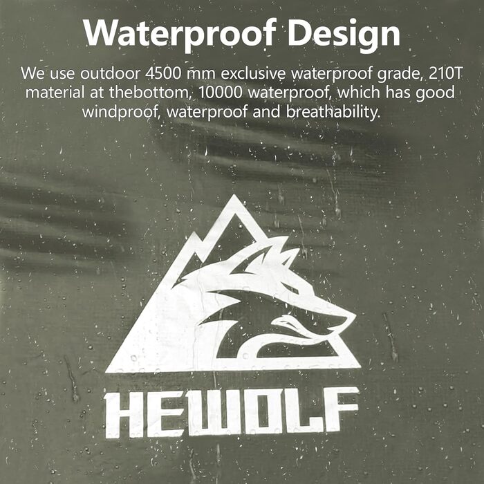 Намет кемпінговий шестикутний 4-місний HEWOLF Dome – 3-сезонний, водостійкий 4500 мм, UV захист, зелений