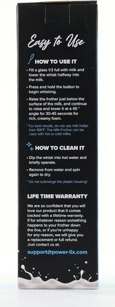 Паличка для спінювання молока PowerLix, електричний спінювач молока з підставкою з нержавіючої сталі, 15-20 с, 19000 об/хв, на бат