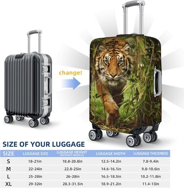 Чохол для валізи Tiger, міцний захист, підходить для багажу розміром 45.7 - 81.3 см, малий, Чорний