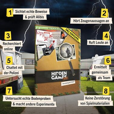 Приховані ігри Місце злочину - Кемпінг-вбивця - Німецька - Реалістична злочинна гра, захоплива детективна гра, квест-кімната