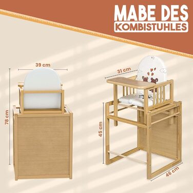 Комбінований дитячий стільчик Best for Kids легко трансформований дитячий стільчик-стілець дерев'яний дитячий стільчик зі столом і