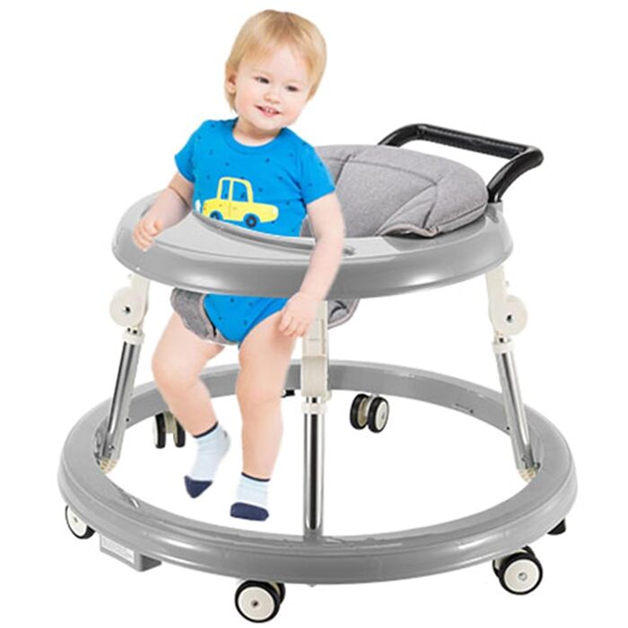 Дитячі ходунки з колесами, активний центр з безшумними колесами, захист від перекидання, регулювання висоти у 5 напрямках, складані, дитячі ходунки (Китай, сірий) Китай сірий