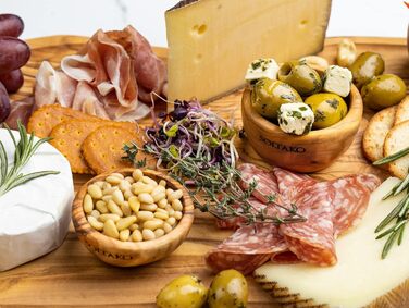 Високоякісні міні-миски для занурення з ексклюзивного оливкового дерева - соусниці - маленька середземноморська миска для оливок і