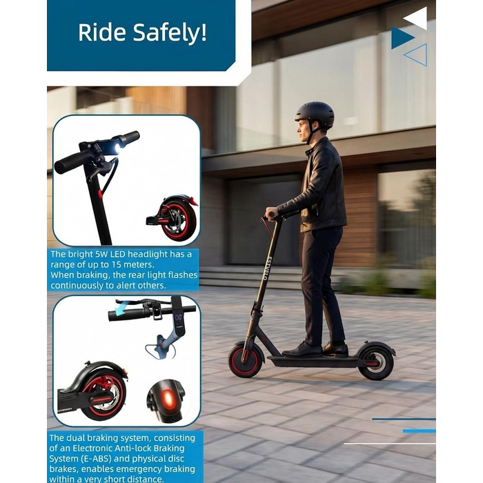 Електросамокат з пневматичними шинами, електричний самокат S3 PRO 20 км/год - нахил 15, запас ходу 30 км, вантажопідйомність 120 кг, подвійна гальмівна система, дисплей, застосунок, електросамокат для дорослих