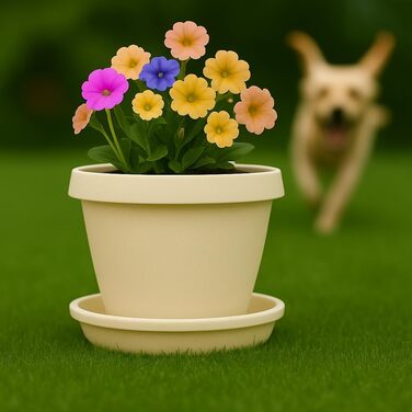 Набір із 5 блюдець для квіткових горщиків для дому та саду, пластикові, блюдця для рослин для використання в приміщенні та на вулиці, блюдця для рослинних горщиків, різні розміри та кольори (бежевий, 32 см зовнішній / 25 см внутрішній) 32 см бежевий