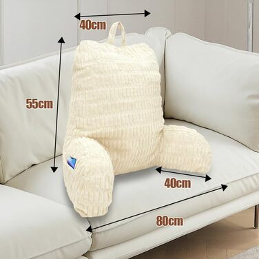 Подушка для читання CEWROM зі спинкою для дорослих, 80 * 40 * 55 см, ідеально підходить для підтримки спини, комфортна подушка для читання на ліжку, дивані або підлозі (бежевий)