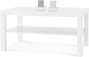 Журнальний столик, столик до дивана, приставний столик 90x55x45 см - з полицею - білий 90x55x45 см Білий