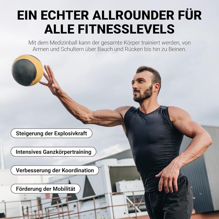 Медичний м&39яч MSPORTS 1-10 кг - професійна студійна якість, включаючи плакат з вправами, гімнастичні м&39ячі 1 кг - жовтий