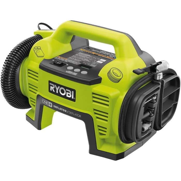 Компресор Ryobi 18 В (повітряний компресор без акумулятора та зарядного пристрою, цифровий індикатор тиску, в комплекті шланги та