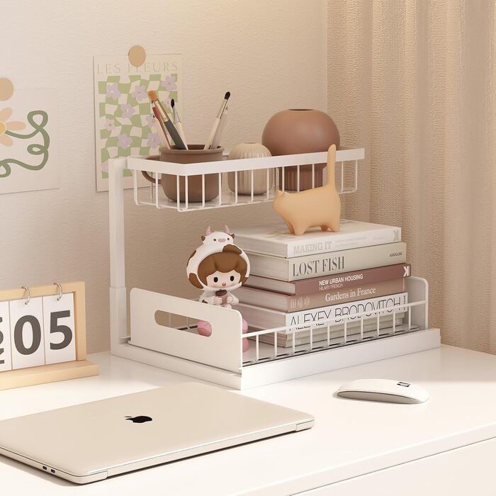 Органайзер під шафу Bukfen, висувний органайзер для шафи, 2-рівневий, висувна полиця під шафу, зберігання, універсальний для кухні